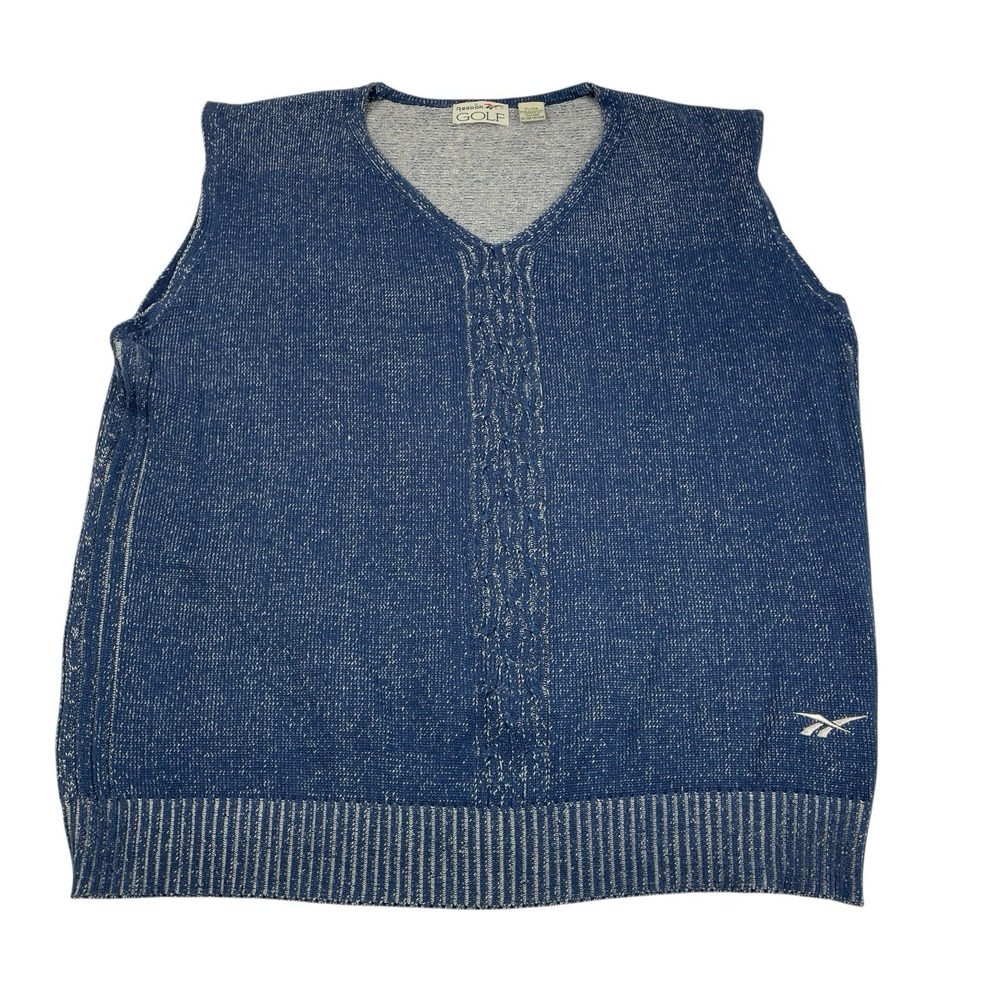 Reebok Golf V-Neck Sweater Vest – Heathered Blue Men's XL – Vintage Pullover